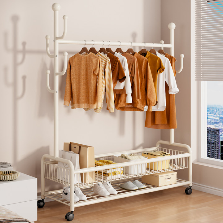 家用晾衣架落地式卧室衣帽架小型简易室内外入户折叠收纳凉晒衣服