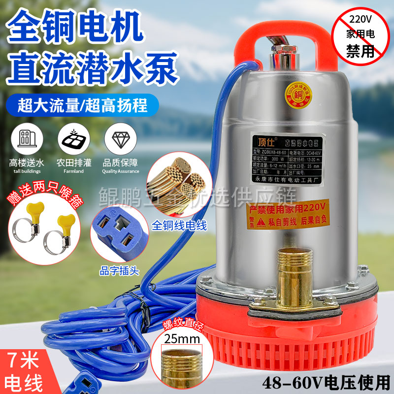 家用直流潜水泵高扬程48/60V电瓶抽水机