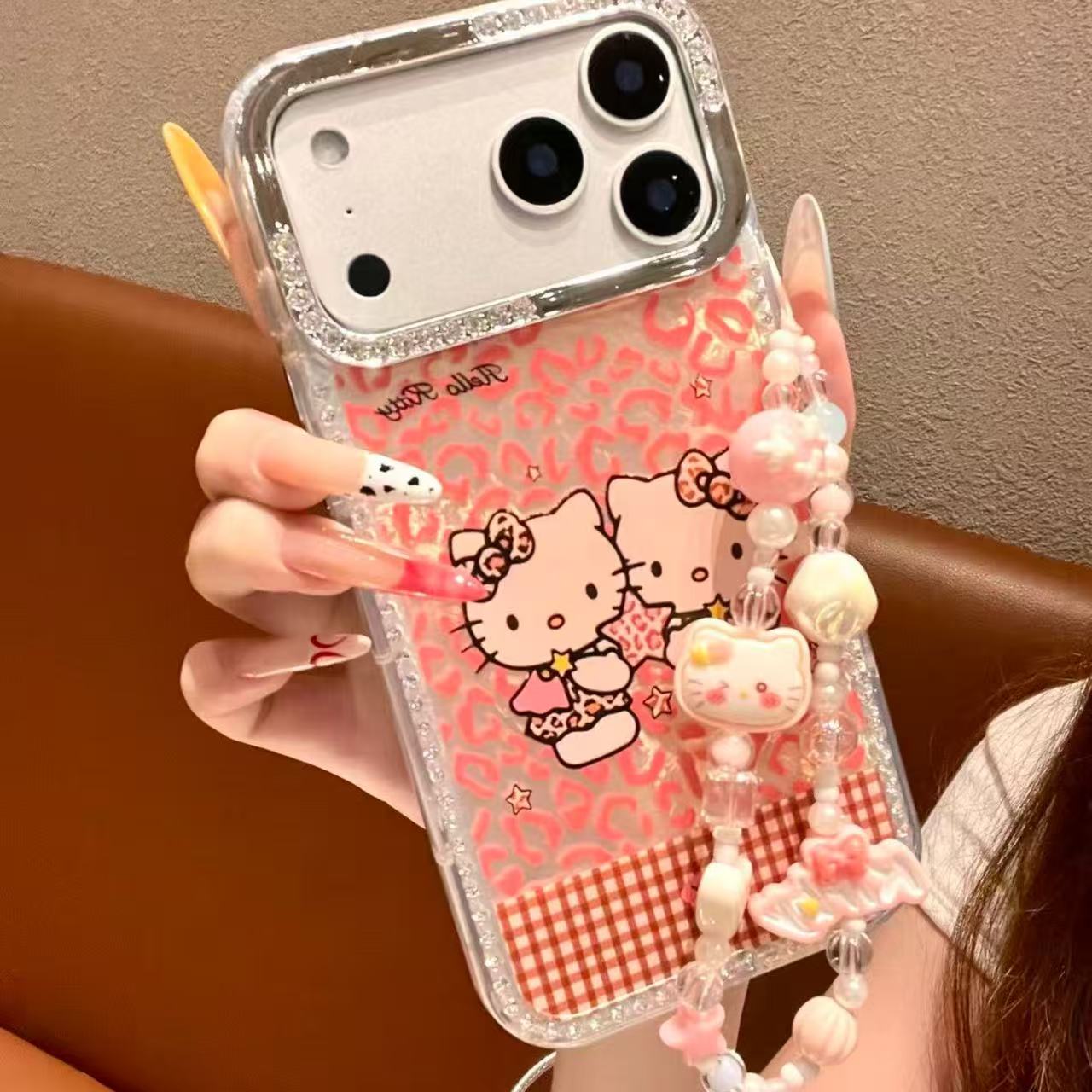 【自带相机保护按键】豹纹双萌kt猫手机壳适用于苹果17/16/15手机壳