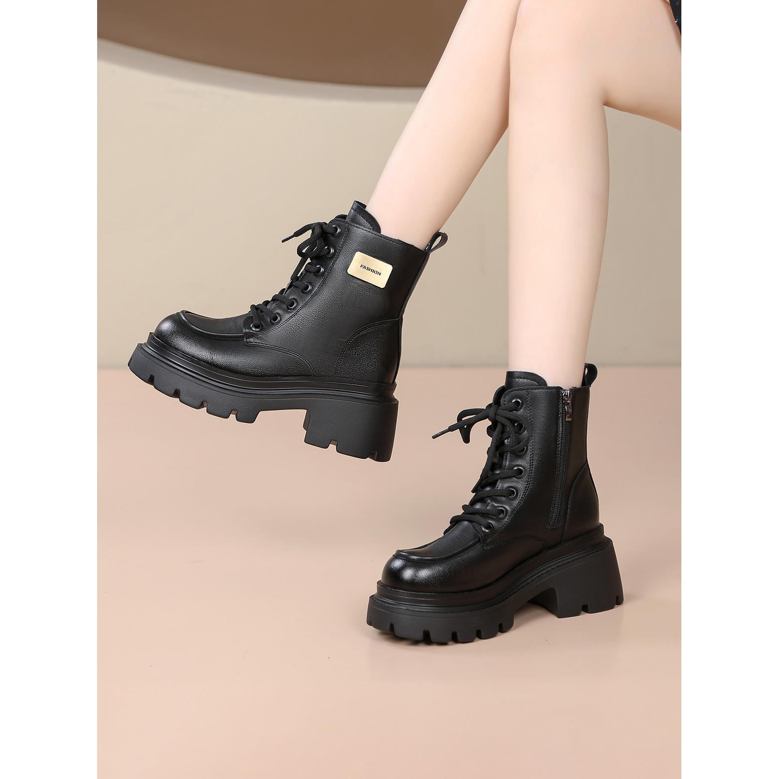 【奥莱断码】厚底马丁靴女2025新款秋冬季爆款英伦风厚底瘦瘦短靴