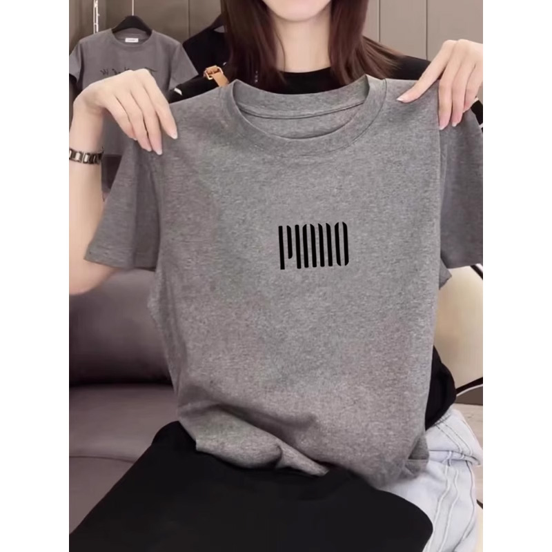 正肩纯棉短袖t恤女夏季薄款2025年时尚百搭减龄灰色上衣打底衫潮