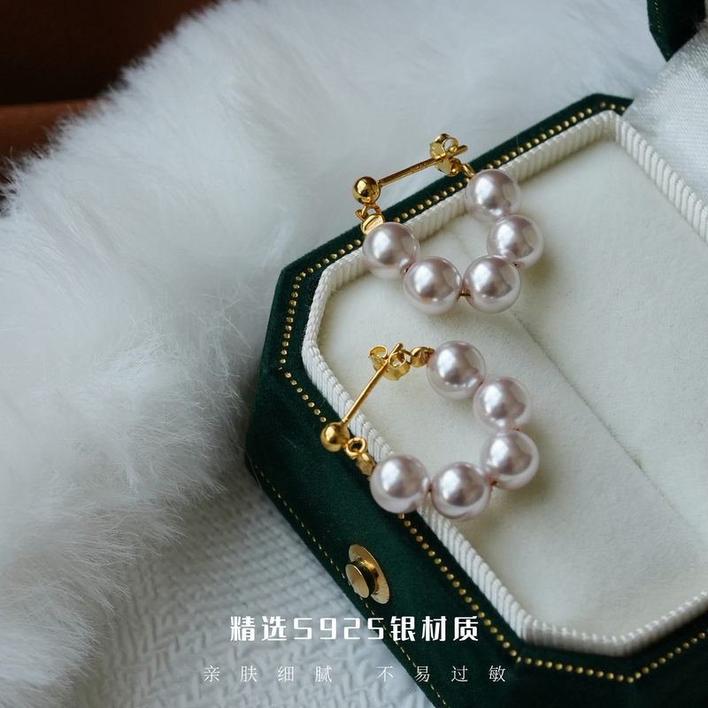 丽沁 925银耳饰 曼塔紫珠耳扣秋冬新款精美仙气简约优雅法式耳环