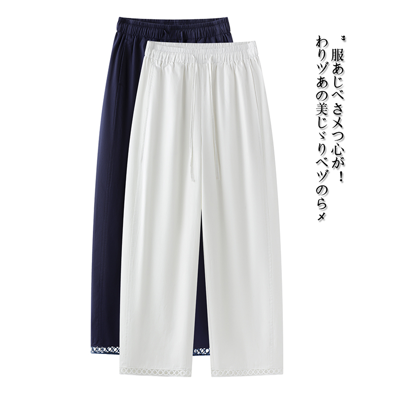 夏季轻薄透气九分休闲裤女弹力显瘦直筒裤夏季薄款气球裤宽松百搭