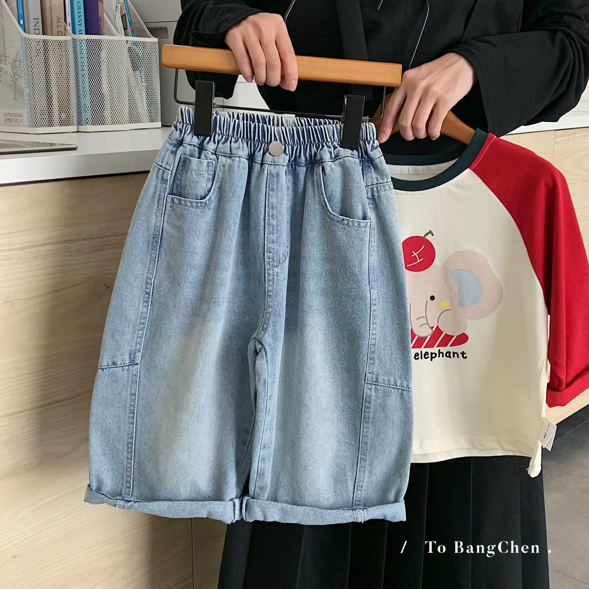 H0393  2025秋季新款韩版男童宽松牛仔直筒裤男孩阔腿裤长裤