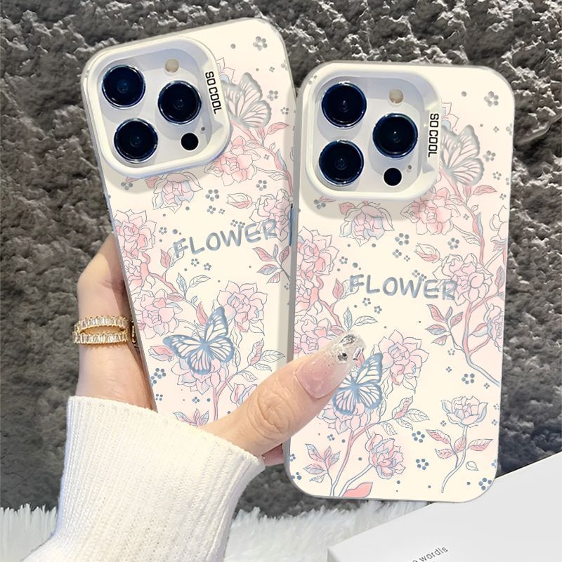 蝴蝶花朵适用苹果16手机壳iphone15promax高级感14个性13ins风12