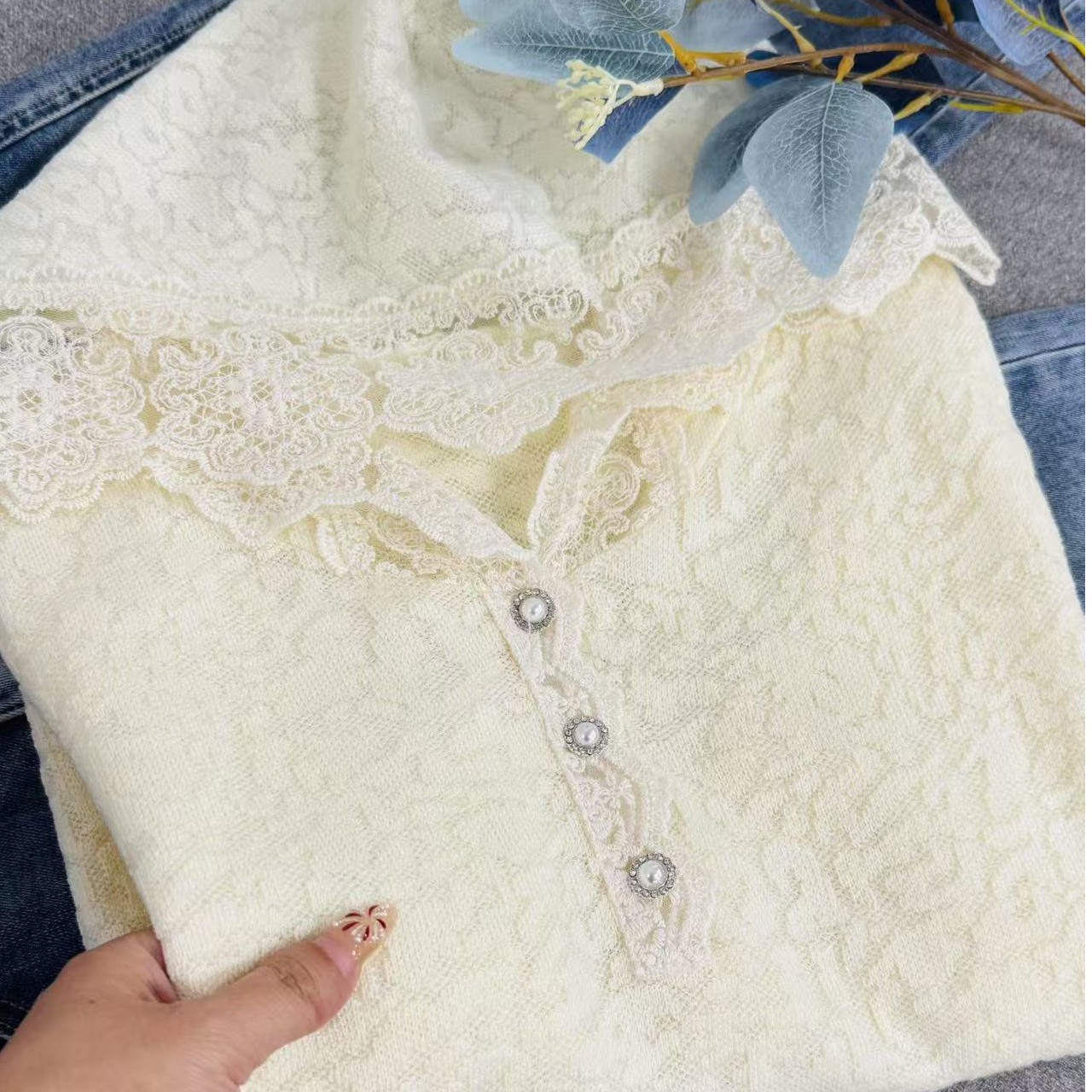 【蕾丝连帽】新款欧若风设计感针织衫时尚洋气百搭镂空钩花毛衣1578