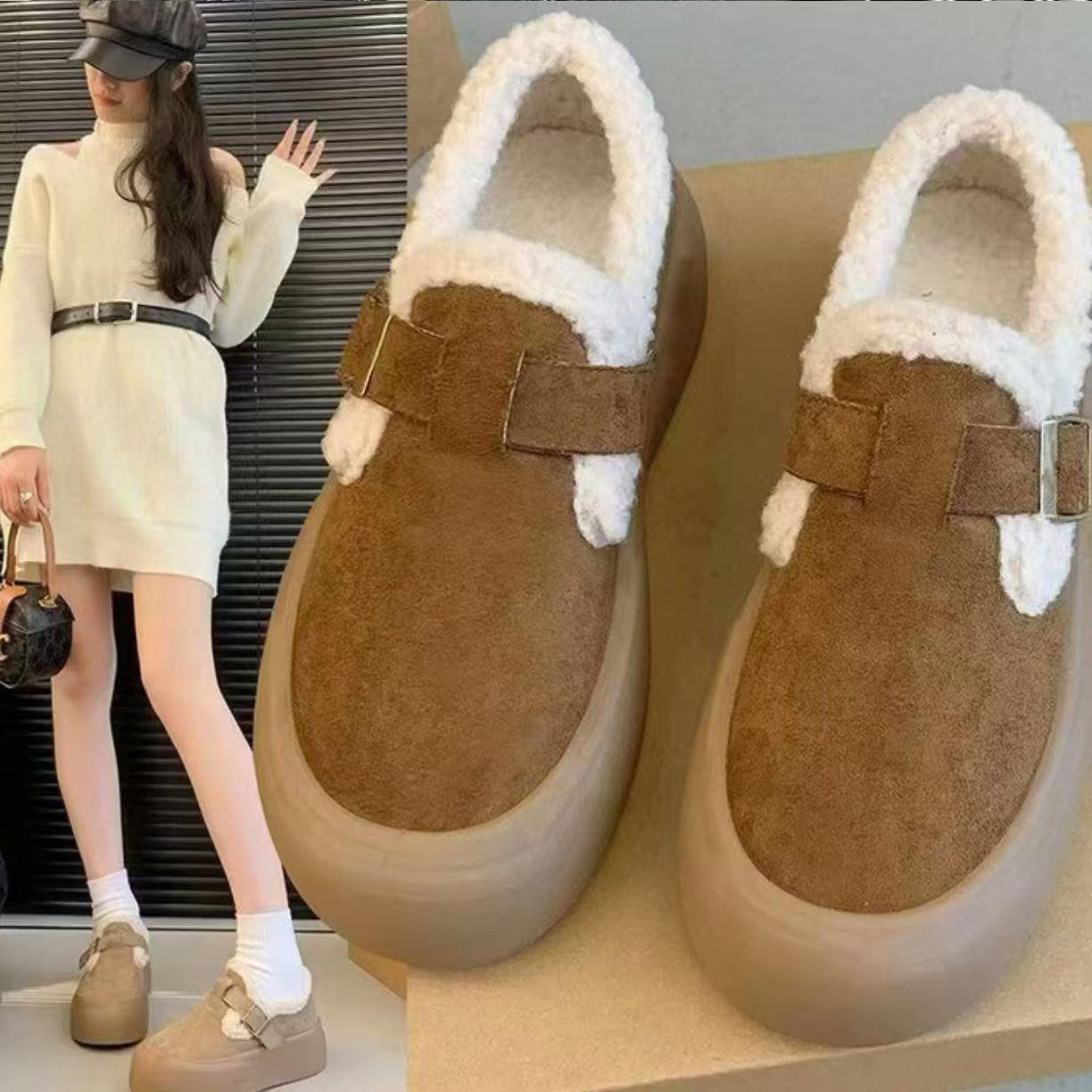 厚底勃肯鞋女毛毛鞋新款秋冬季女款鞋子网红百搭爆款雪地棉鞋