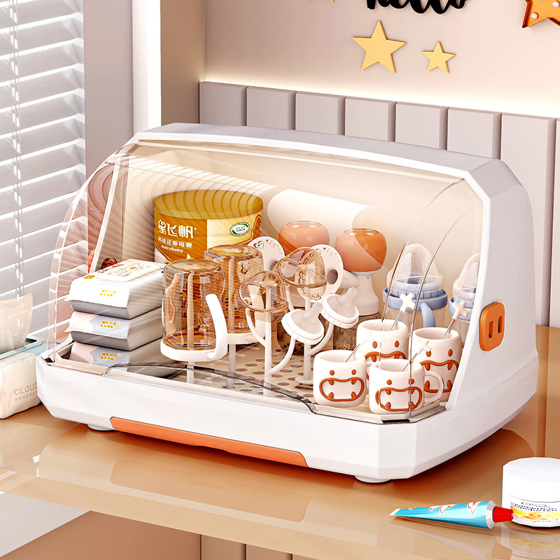 奶瓶收纳箱宝宝辅食餐具收纳柜大容量婴儿专用防尘碗盘收纳置物架