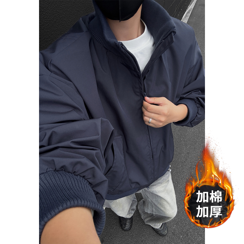 美式三防棉服外套男短款cleanfit飞行员立领夹克潮牌工装棒球棉衣