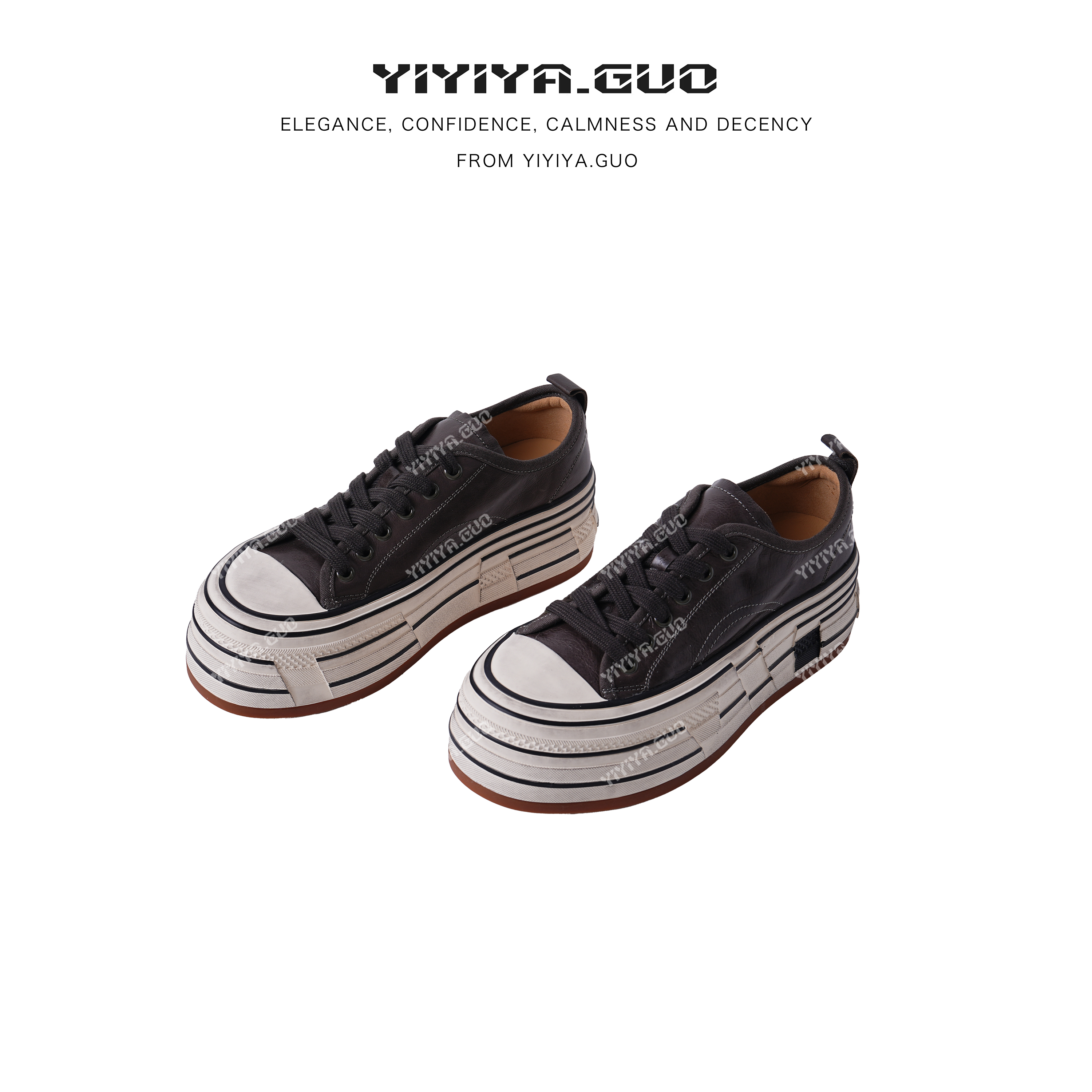 yiyiya.Guo艺艺吖休闲百搭增高系带女鞋子2857SS52