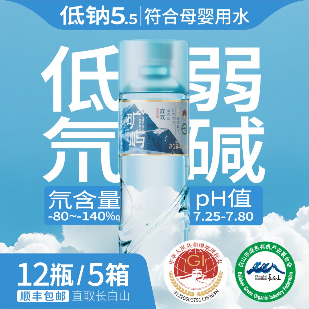 矿屿 臻品长白山冰川蓝天然矿泉水 420ml*60瓶*5箱