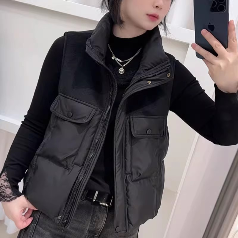 棉服短马甲外套女2025秋冬新款韩版时尚拼接设计洋气百搭保暖上衣