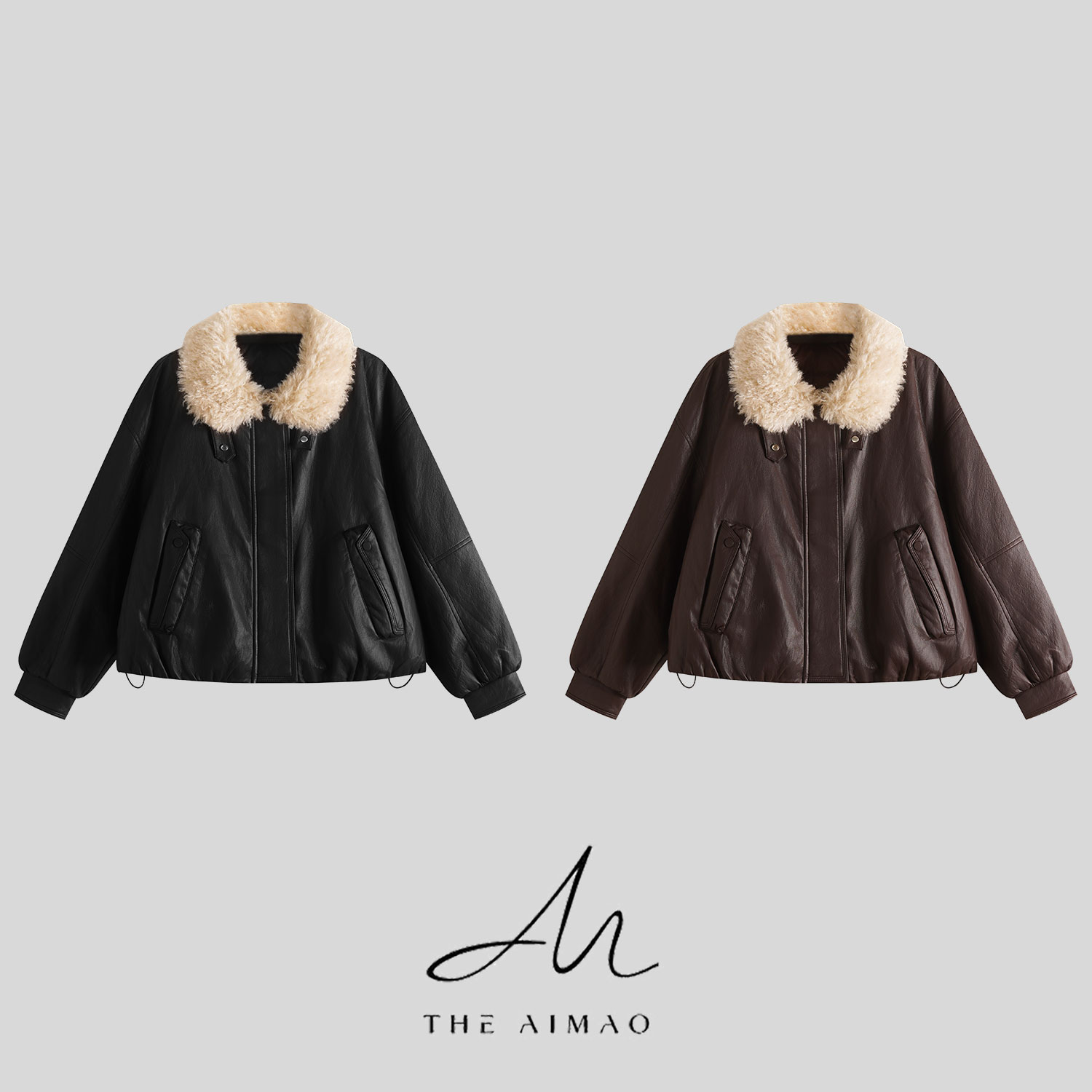 【THE AIMAO】”费城旧刊“蛋白皮填充90%白鹅绒拼接毛领外套XYX82921