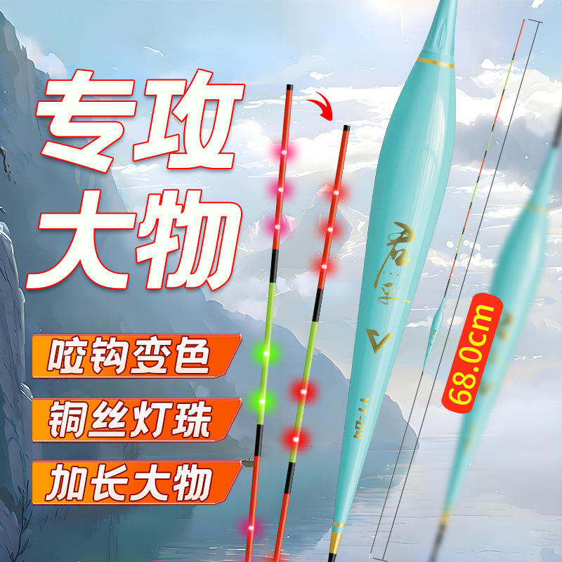 鲢鳙大物专用浮漂LED灯珠灵敏清晰醒目大吃铅全水域适用钓鱼用具