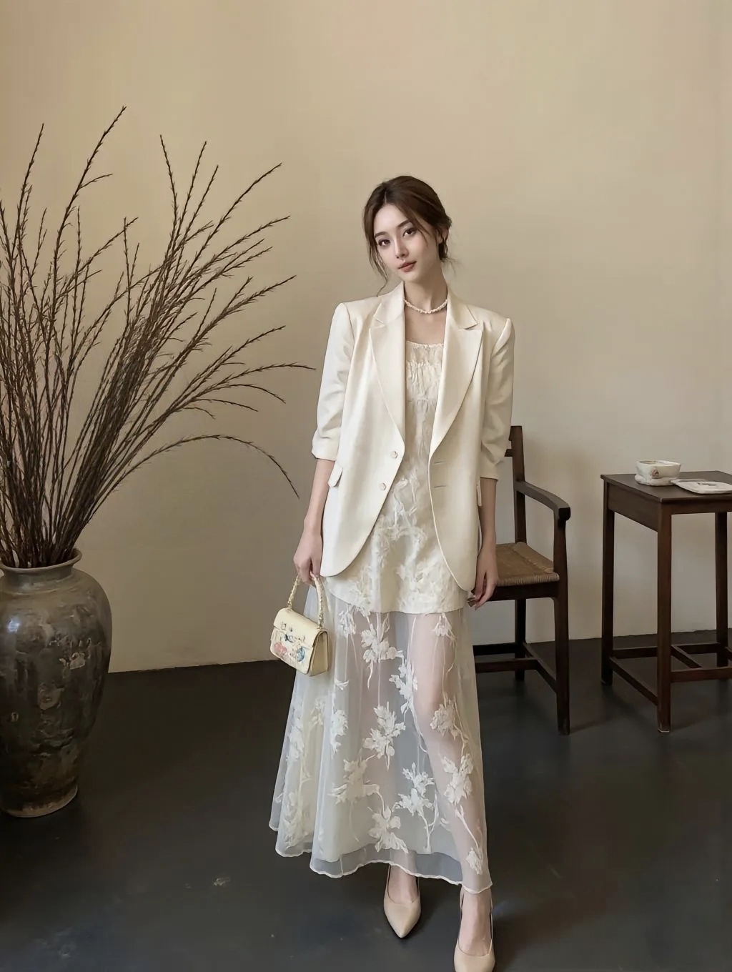 2025秋季新款韩系通勤穿搭气质西装外套吊带连衣裙时尚两件套装女