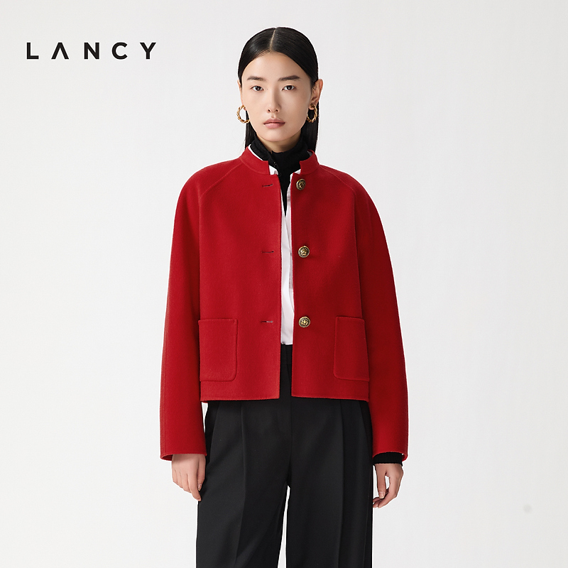 【马踏春风】LANCY/朗姿2026春新款纯羊毛中式立领双