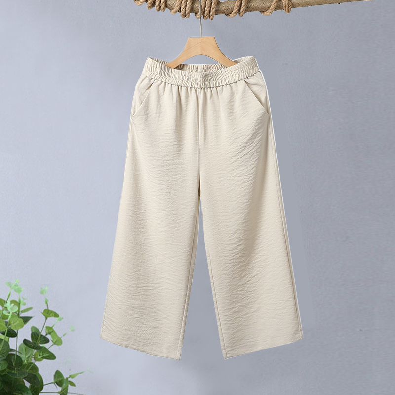 七分裤女夏季薄款高腰中老年休闲阔腿裤中国风宽松显瘦百搭九分裤