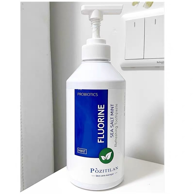 泊紫汀兰海盐薄荷清爽牙膏小苏打清新口气按压式家庭装益生菌牙膏