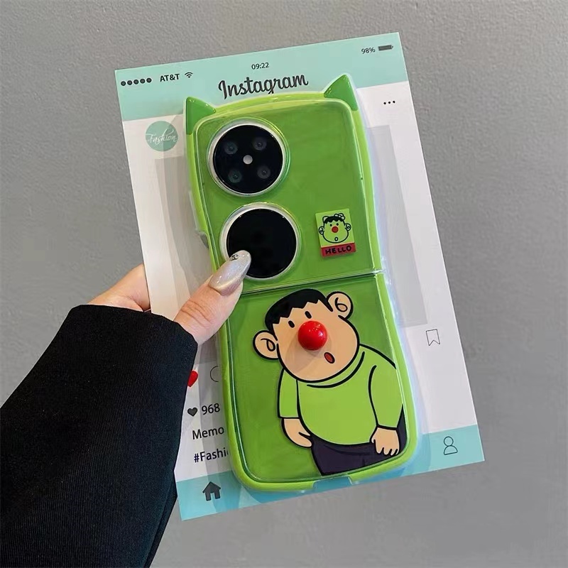 可爱猫耳朵卡通胖虎适用华为pocket2折叠手机壳小米mixflip新款软