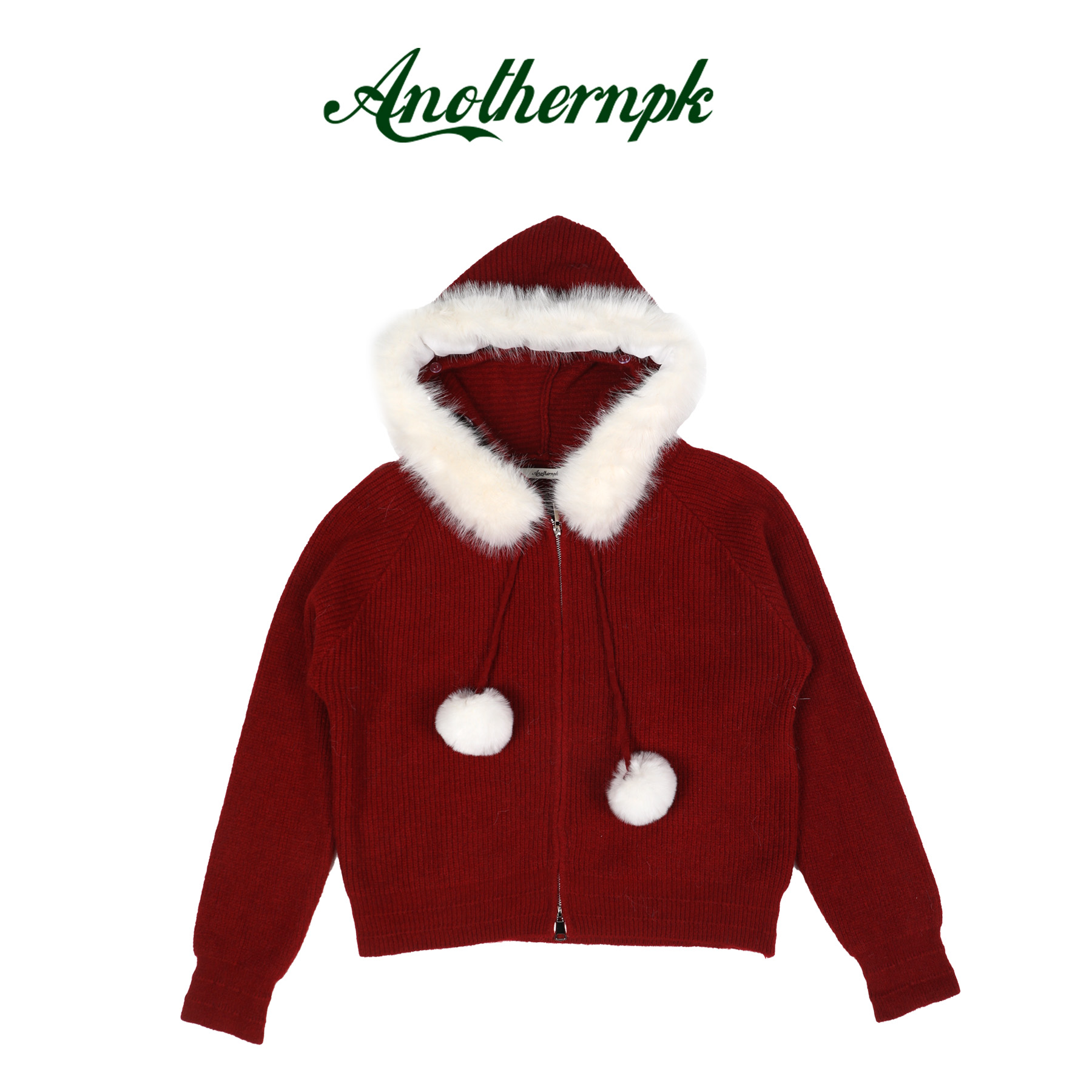 修身型连帽女常规袖针织毛针织衫针织衫带帽保暖加厚A5F04K6023