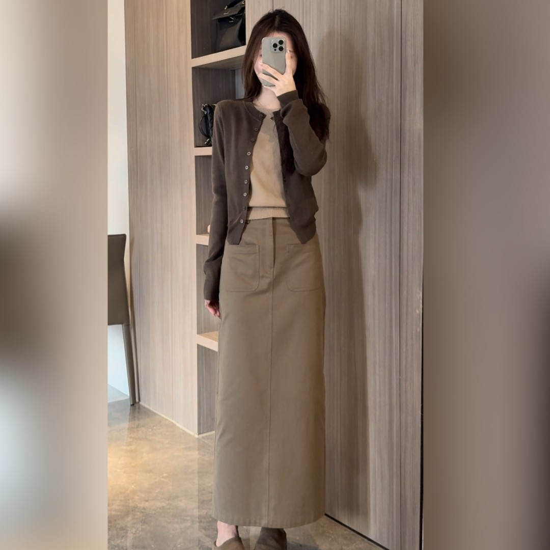 【DADI定制】2025新款秋款高腰休闲直筒遮百搭肉显高显瘦工装长裙女