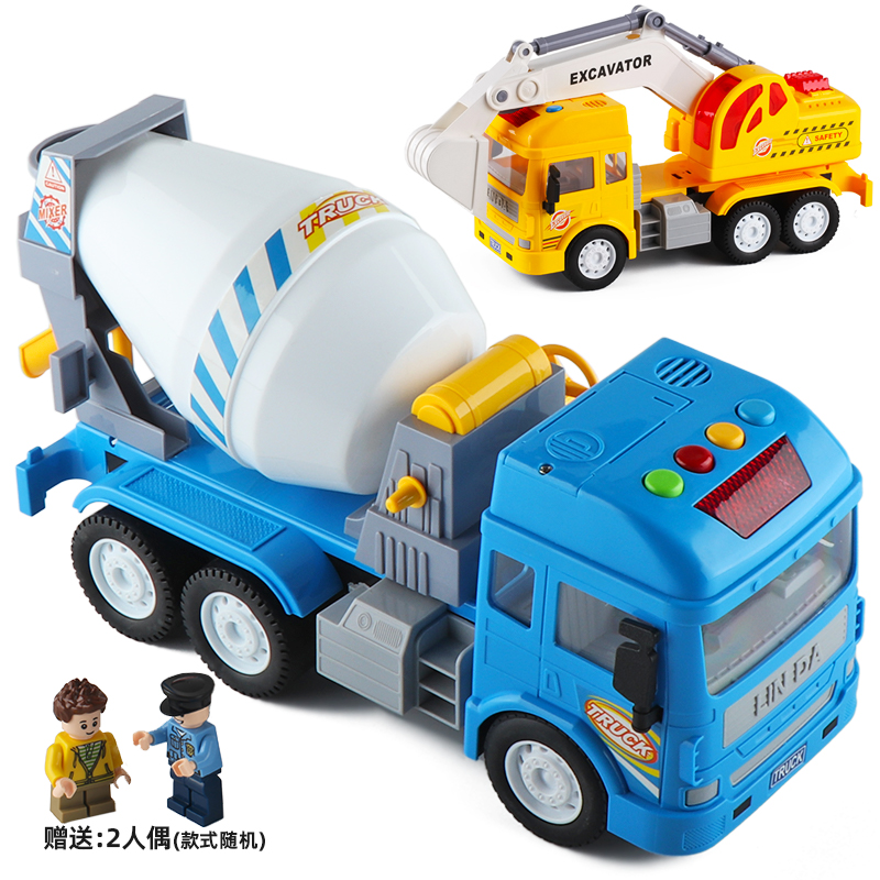 大号林达音乐声光水泥泵浦车罐车搅拌车工程车模型儿童男孩子玩具