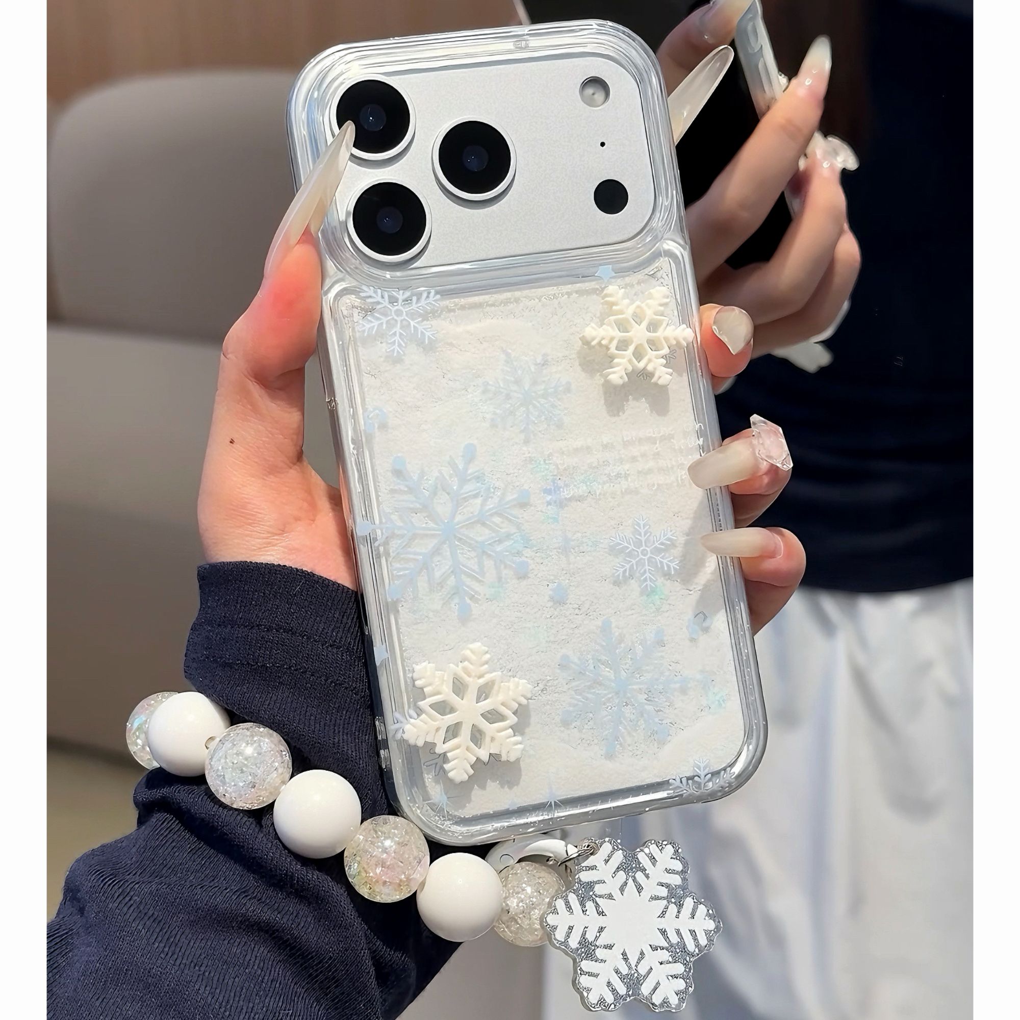 氛围感冬日雪花适用iPhone16苹果13流沙手机壳华为vivo小米15oppo