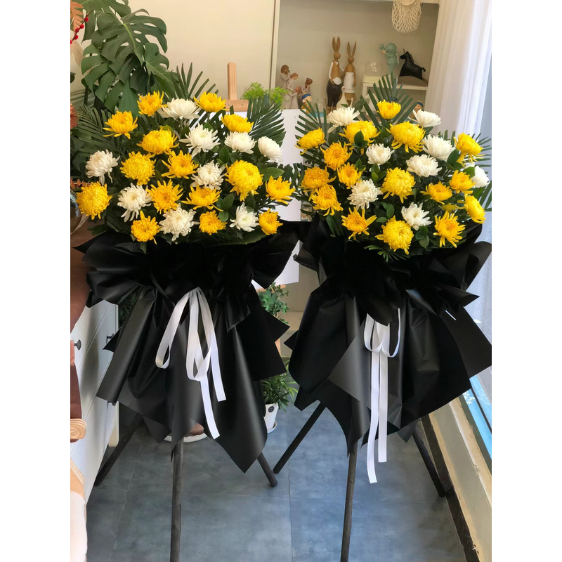 【黄白菊花花篮】全国同城配送小时达鲜花速递花束送花上门团购