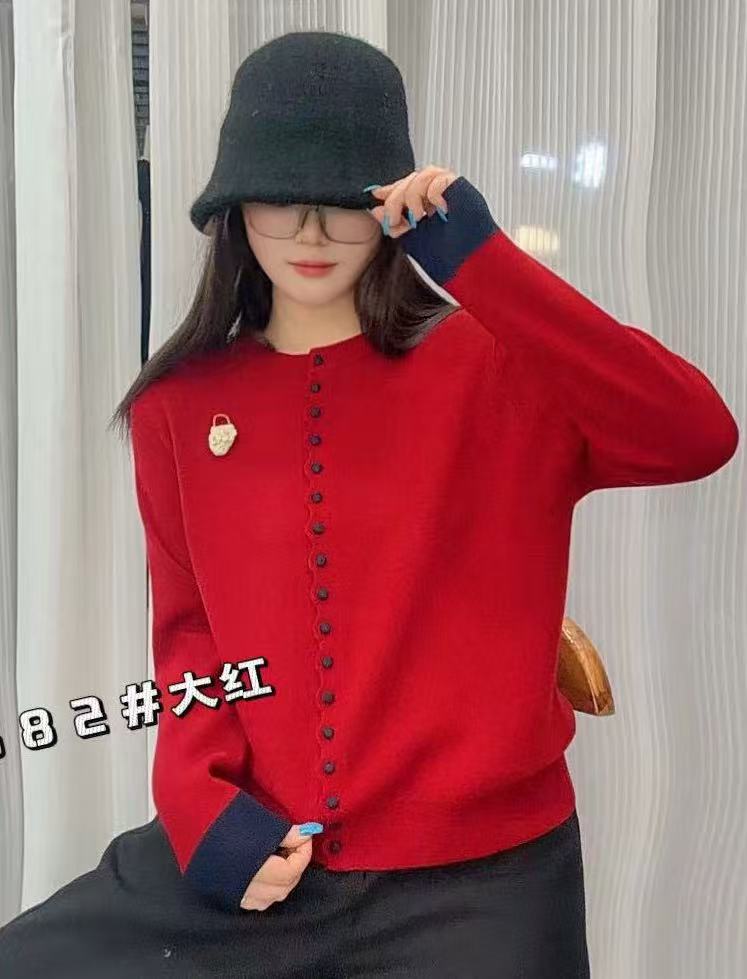 时尚半高领开衫花篮长袖毛衫显瘦洋气百搭