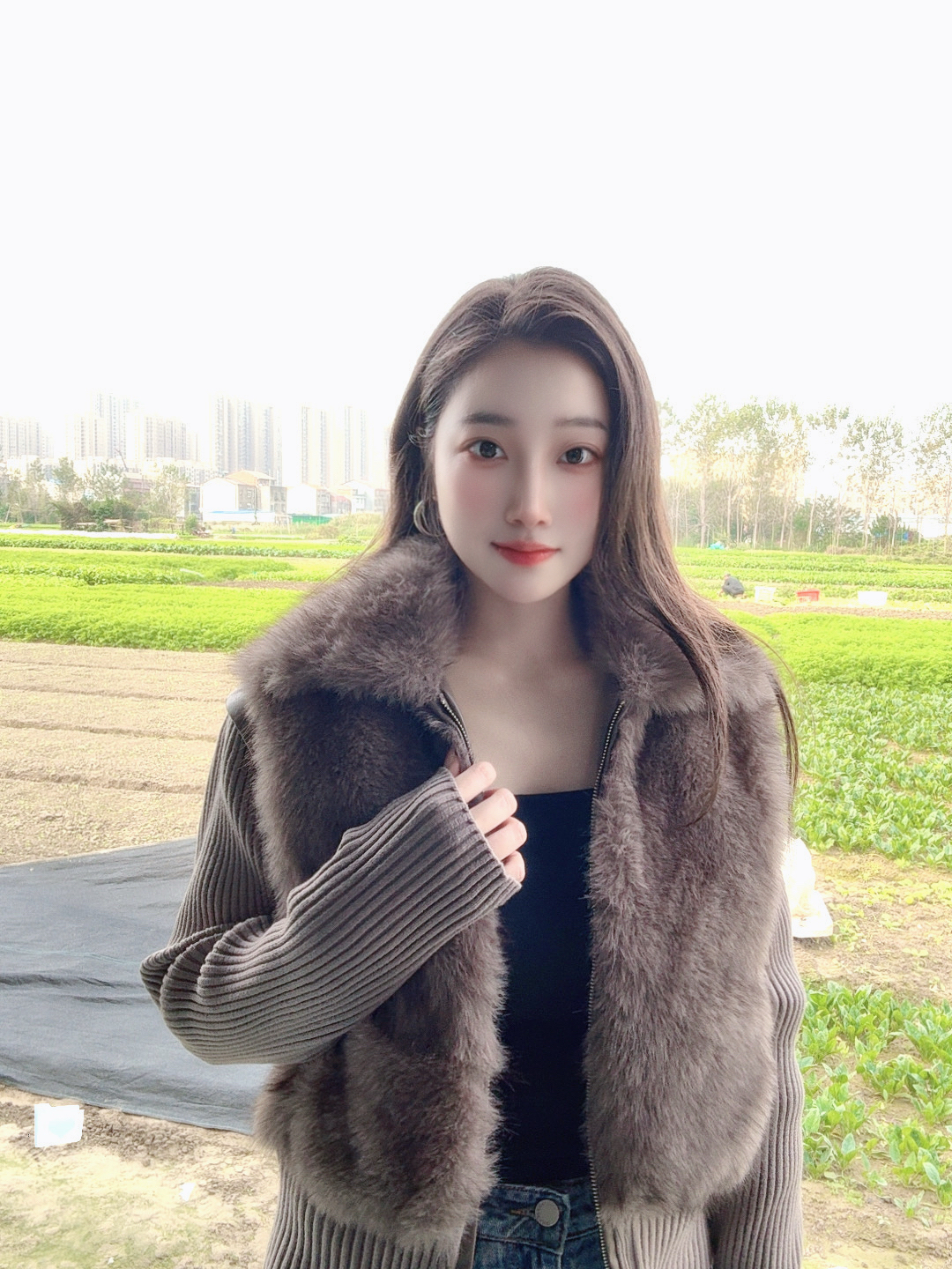 优质现货时髦洋气秋冬针织拼接可拆卸袖子外套250922