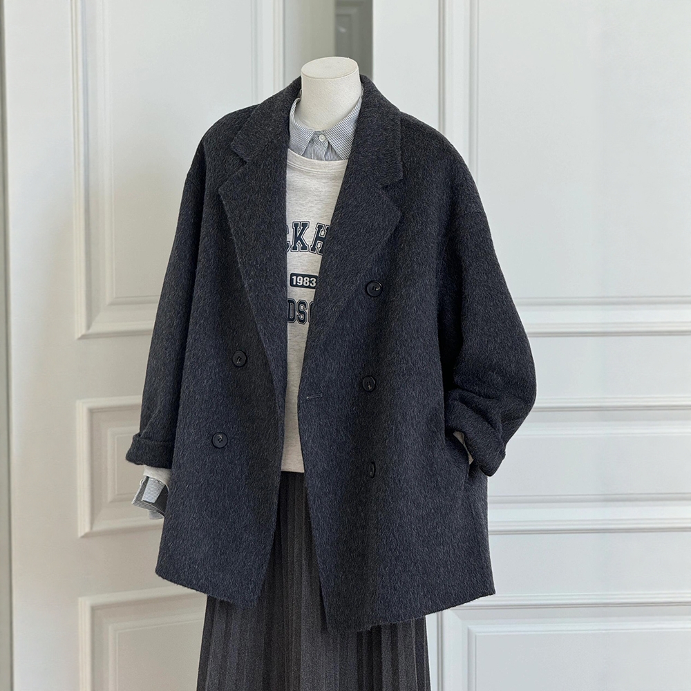 短款毛呢外套女小个子2025新款秋冬季高级感加棉加厚西装呢子大衣