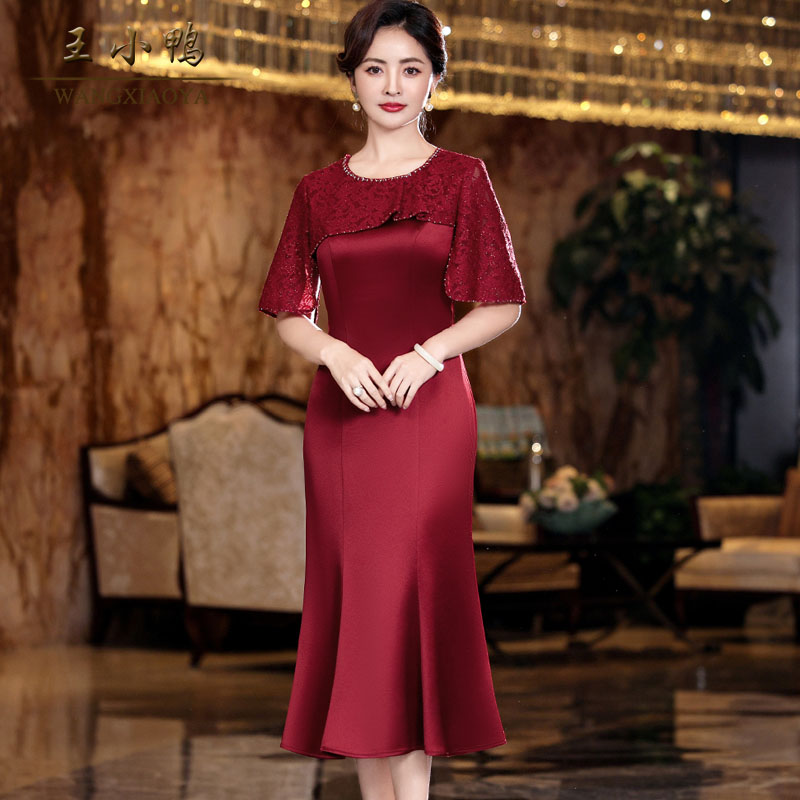 王小鸭喜婆婆婚宴结婚礼服女高端轻奢小众2025春夏新款鱼尾连衣裙