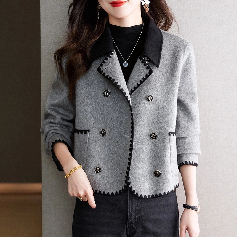 爆款小香风短款时尚毛呢外套女装2025春秋新款毛呢韩版外套小个子