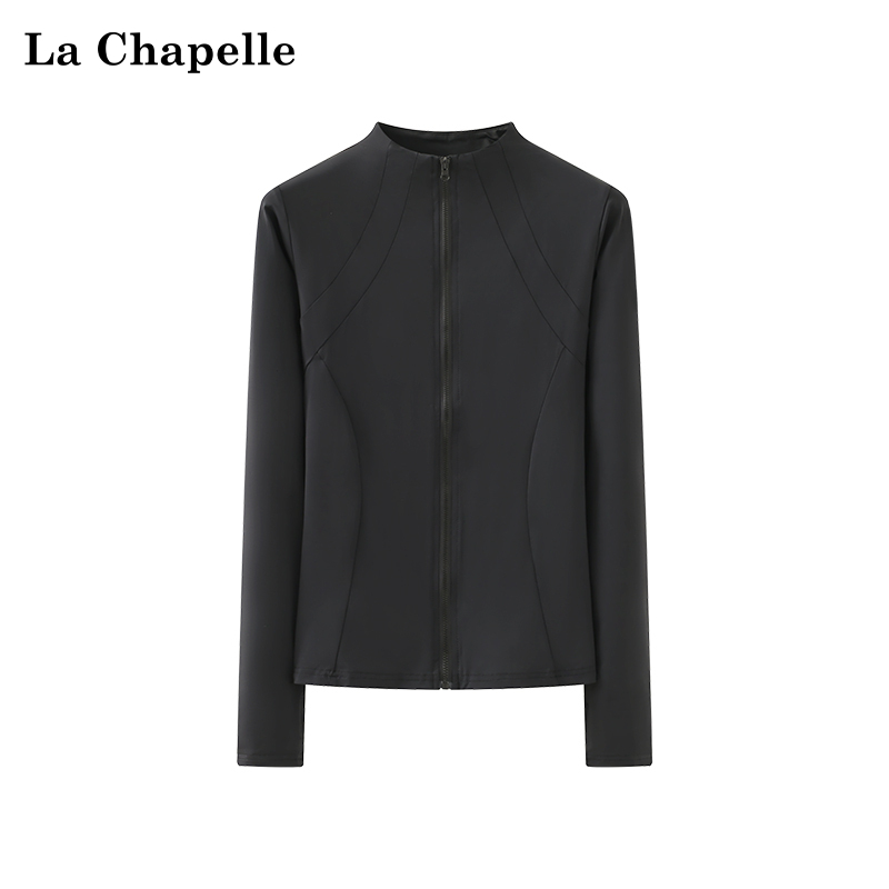 拉夏贝尔立领修身显瘦拉链外套女运动休闲显瘦小个子百搭长袖上衣