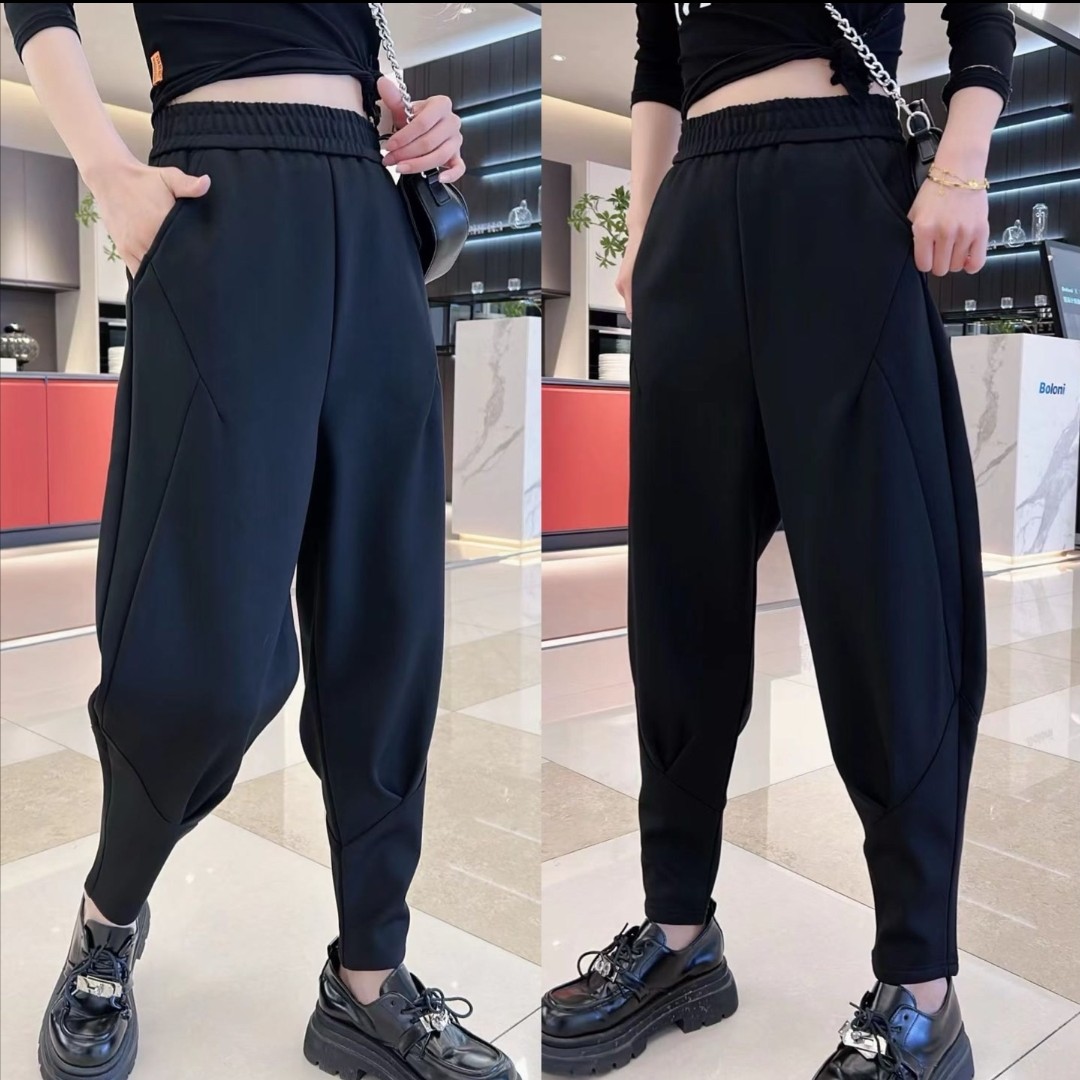 高腰显瘦哈伦裤宽松休闲小脚裤起秋冬必备时尚百搭设计感女裤8866