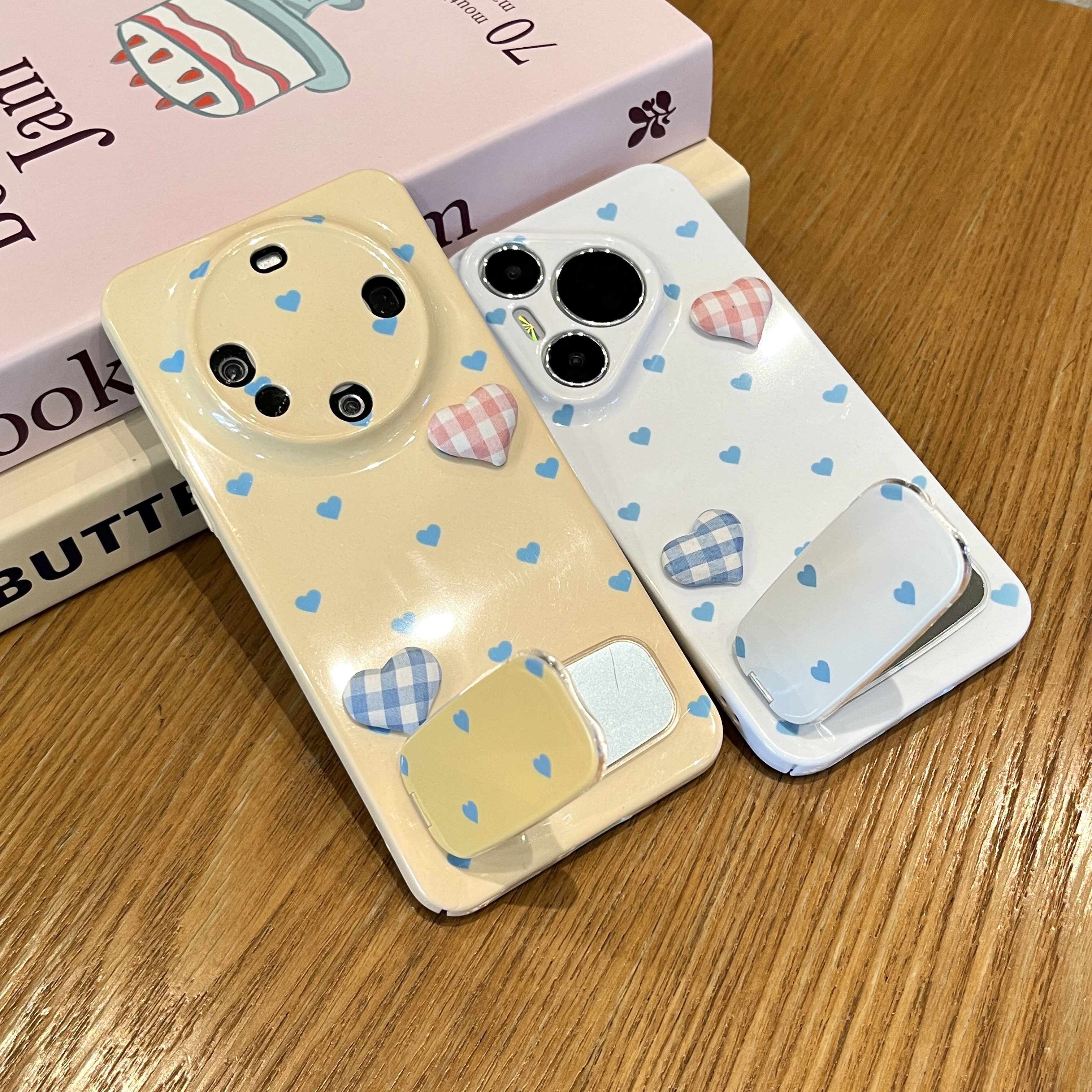 雅天立满屏爱心镜面支架适用苹果16手机壳华为P70vivoppo小米15女