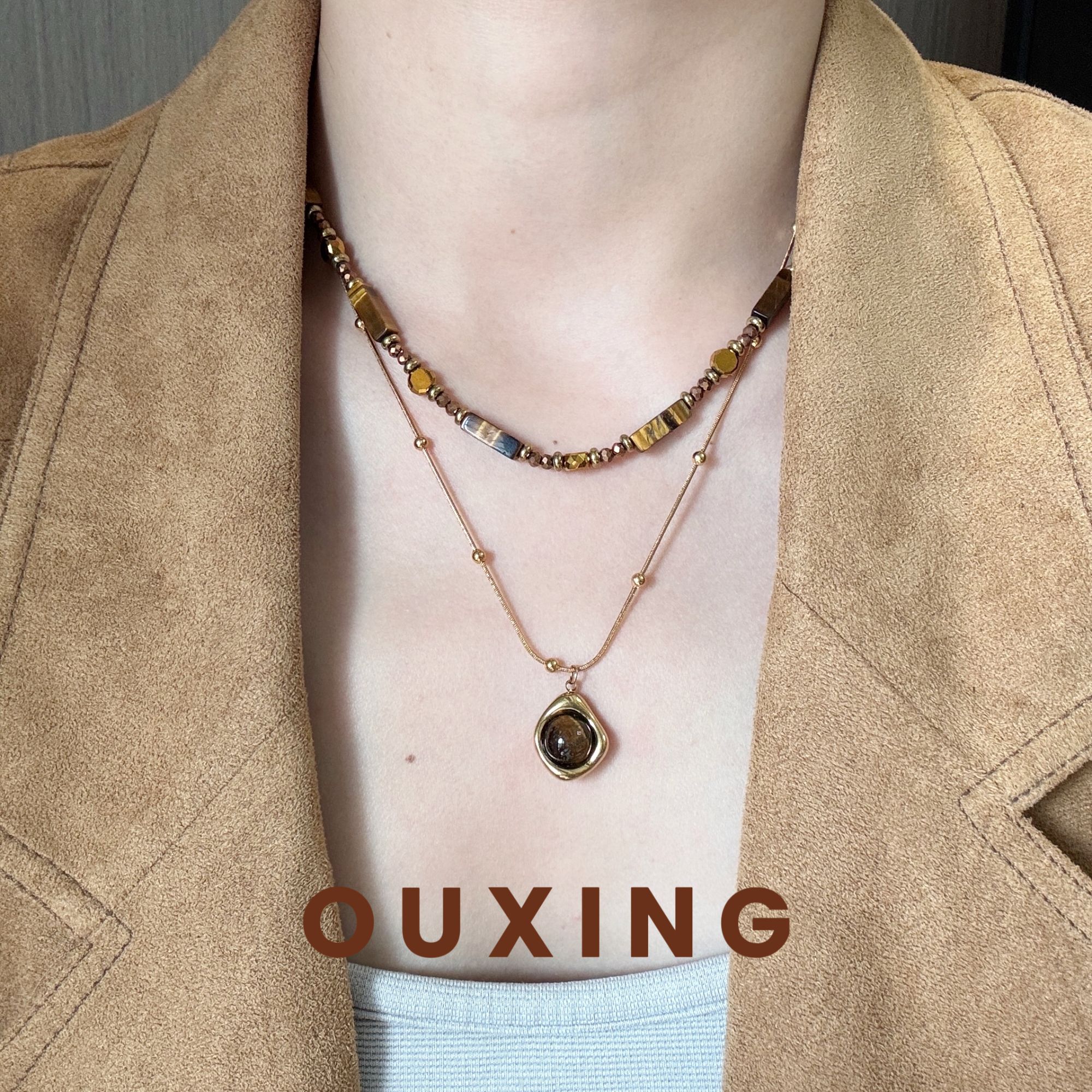 钛钢项链 [秋风]复古法式小众设计气质百搭套装项链