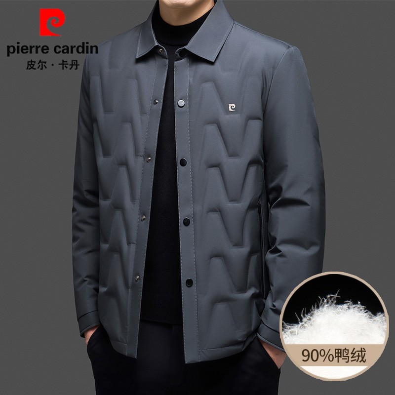 皮尔卡丹羽绒服男冬季款男士商务休闲防风保暖白鸭绒夹克外套男