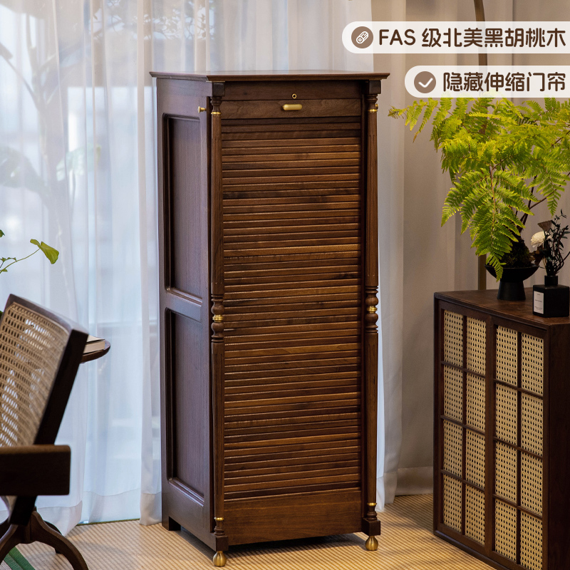 北美黑胡桃木客厅茶室靠墙全实木一体阳台收纳牙科柜牙科柜茶具柜