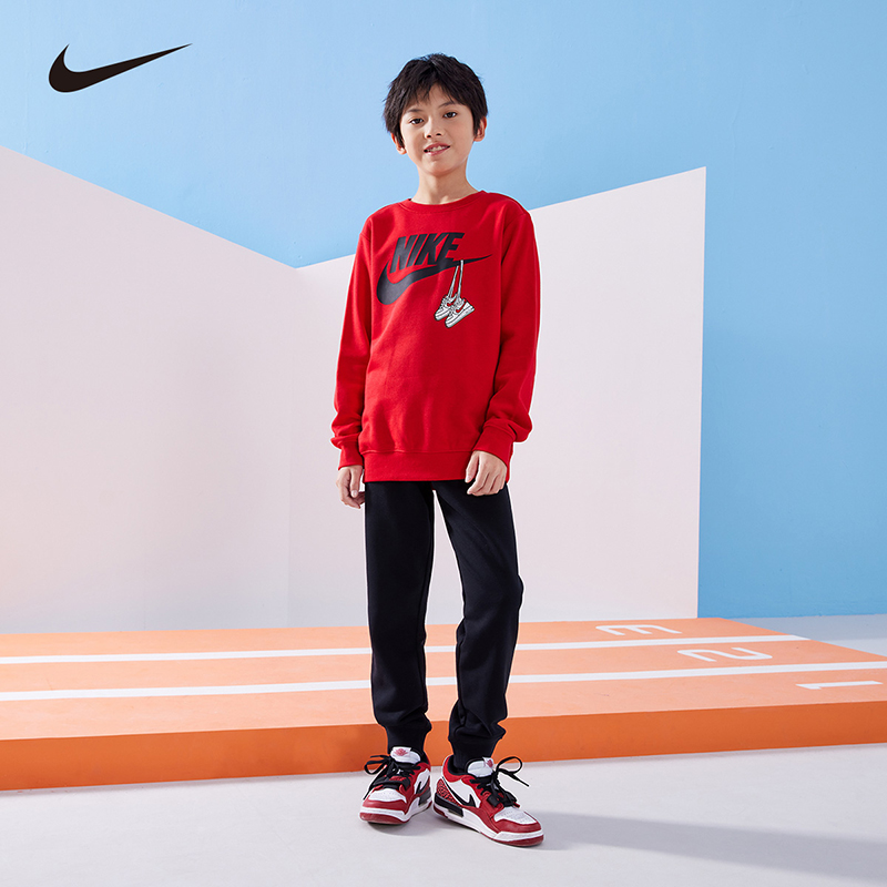 Nike 3BRAND长袖中大童经典秋冬季针织毛圈运动卫衣套装J389&1110