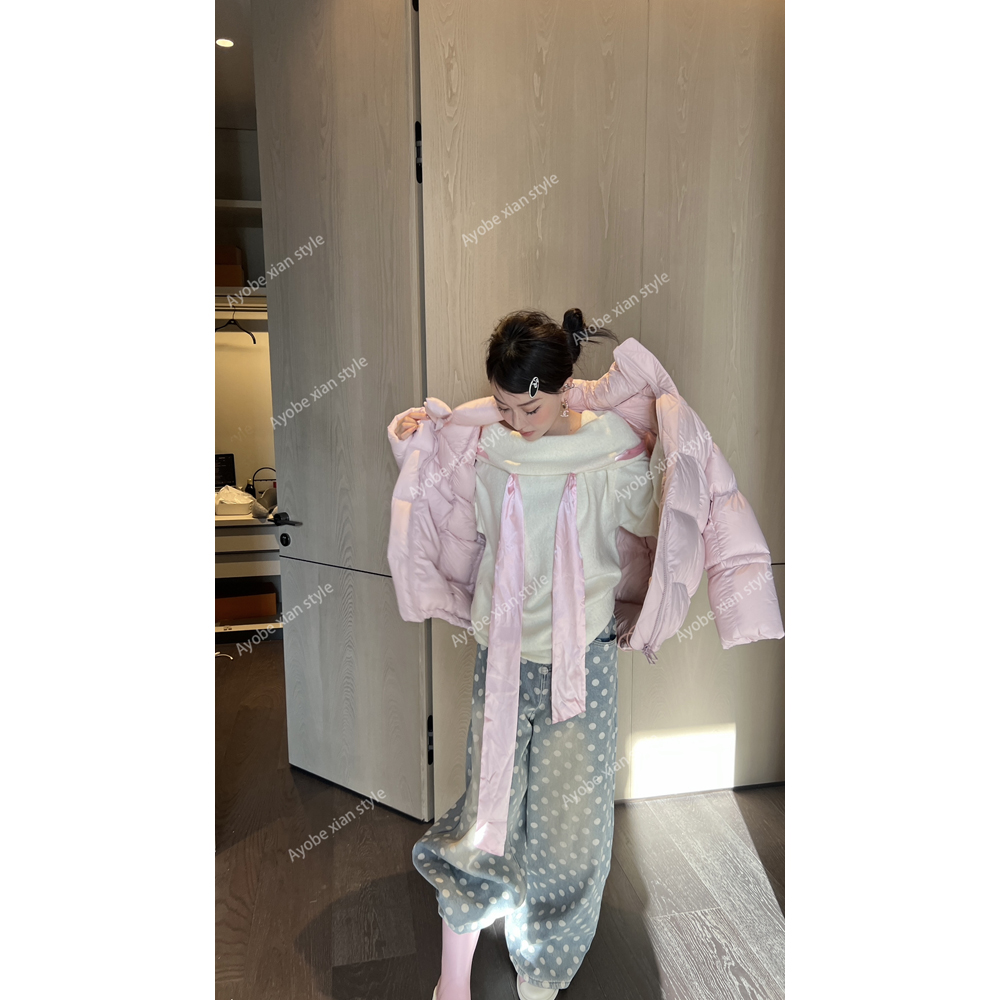 【AYOBE】小贤 甜心挚爱温柔风减龄少女飘带宽松上衣