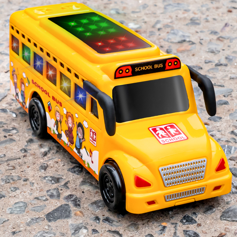儿童早教音乐校车公交车3-6岁儿童宝宝惯性巴士汽车男孩益智玩具