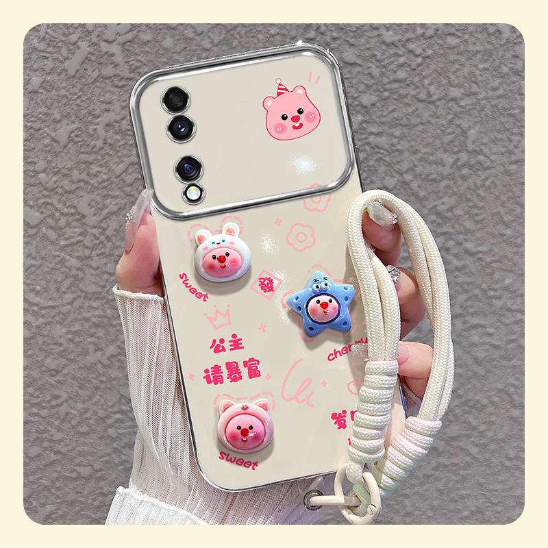 适用【荣耀80/pro】大视窗手机壳露比公主请暴富女款可爱硅胶防摔套