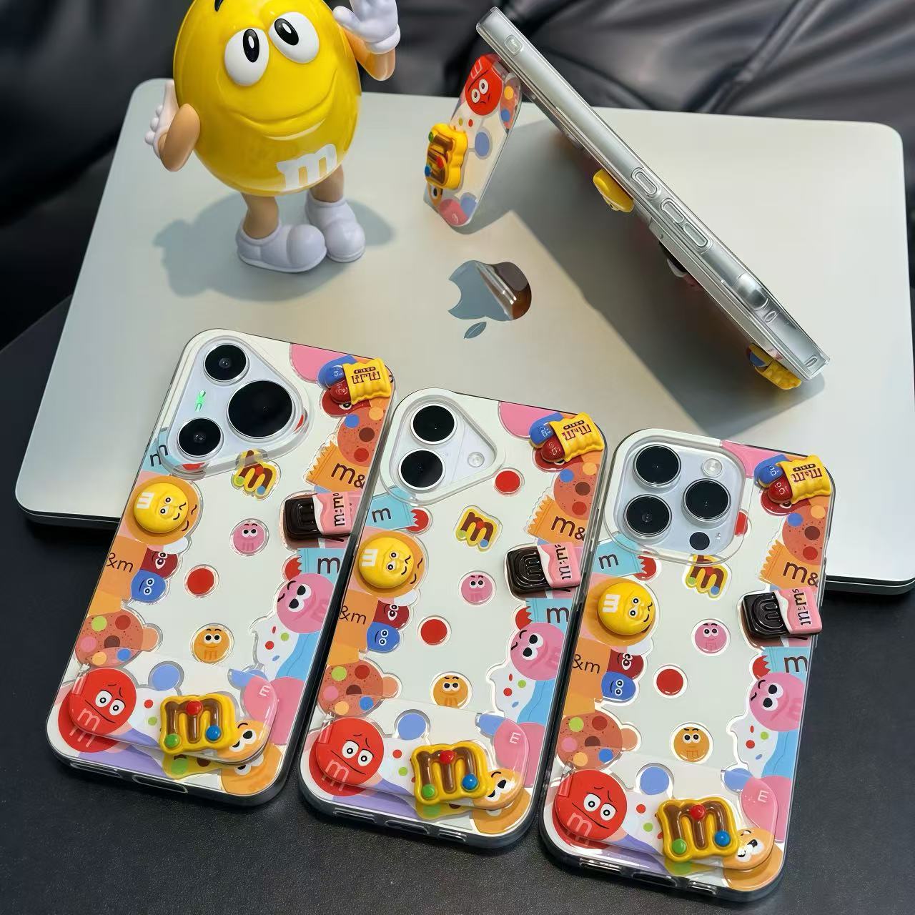立体巧克力M豆支架适用iPhone苹果16手机壳华为p70vivo小米15oppo