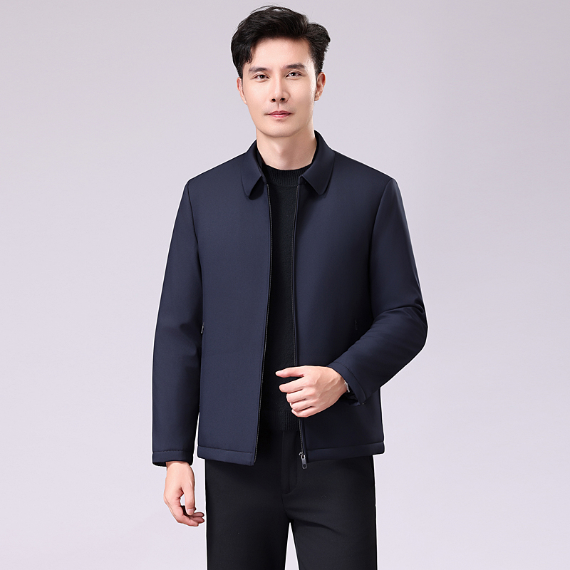 2025冬季新款加厚男士桑蚕丝翻领商务行政夹克棉服2688
