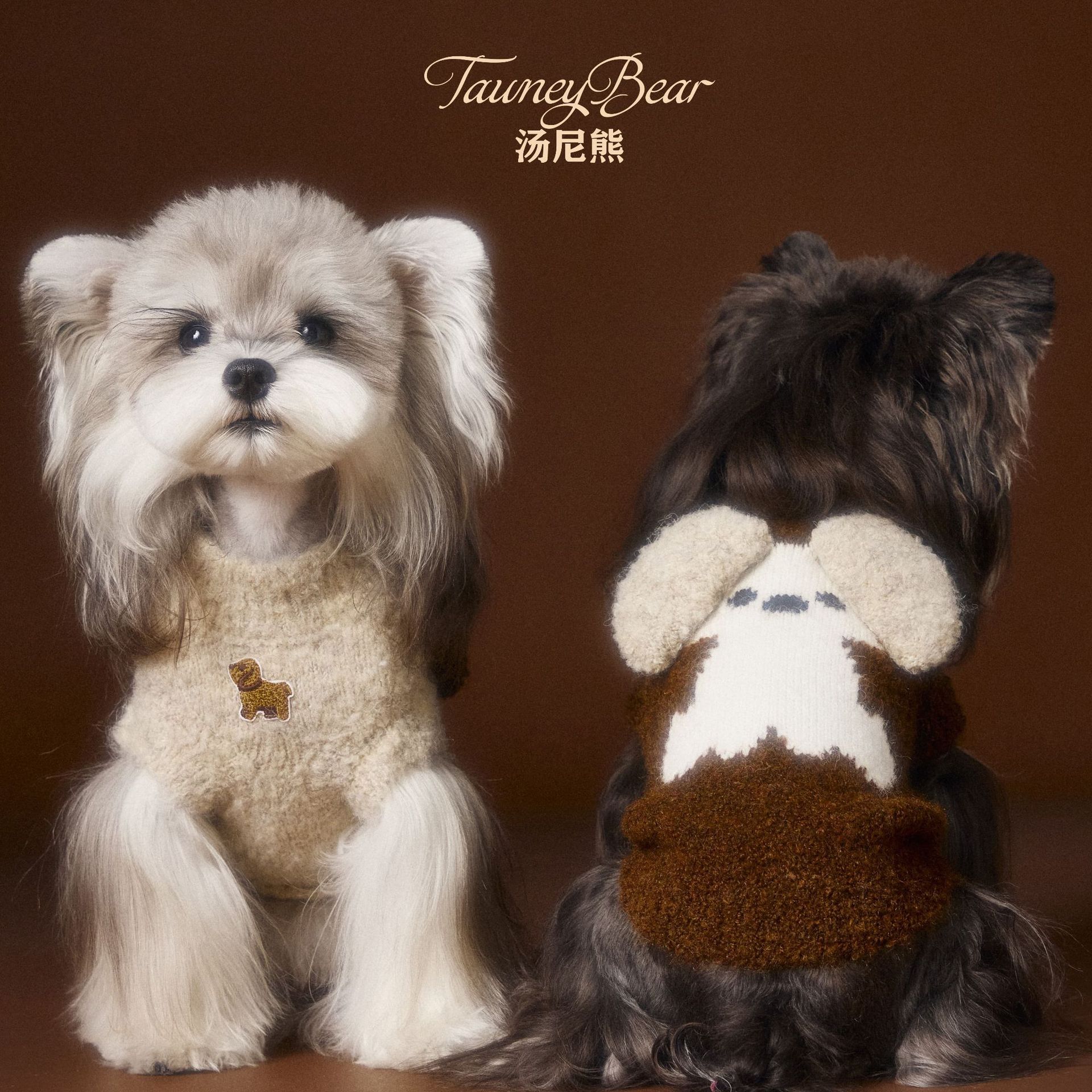 汤尼熊 狗狗衣服秋冬无袖泰迪雪纳瑞比熊小狗头立体耳朵毛衣背心