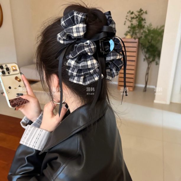 芭蕾风格纹云朵～是抓夹！韩系复古蝴蝶结飘带减龄学院风马尾抓夹