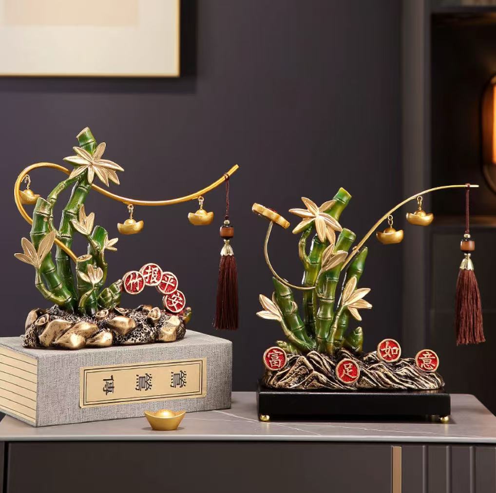 【师傅推荐】客厅玄关酒柜电视柜鞋柜竹子摆件富竹如意暖居入宅结婚