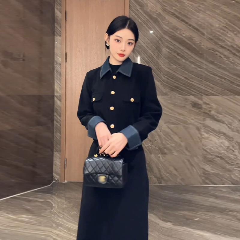 初木原小香赫本风深冬搭配一整西装裙套装2025新款内搭洋装子女秋