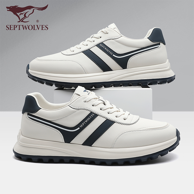 七匹狼秋季新款厚底增高防滑耐磨运动鞋舒适真皮百搭时尚休闲男鞋